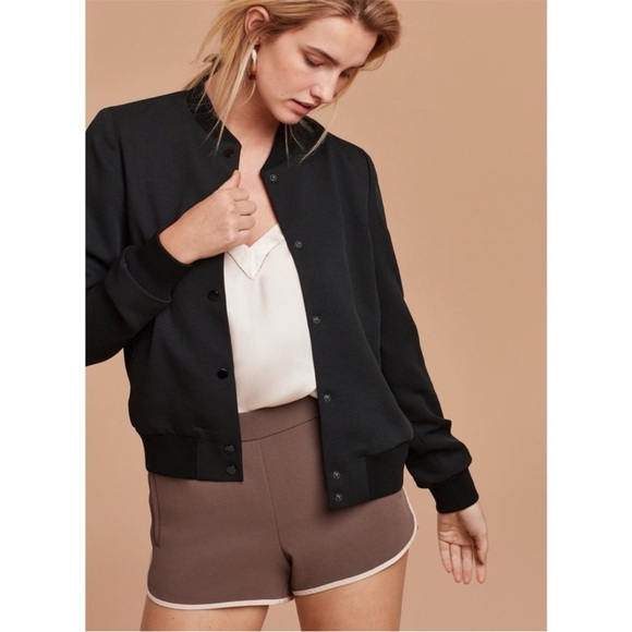 Aritzia Wilfred  Black Poussin Bomber Jacket S - Picture 2 of 14
